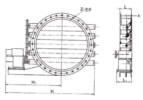 圓形電動百葉蝶閥結(jié)構(gòu)圖