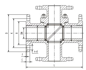 電動(dòng)四通球閥結(jié)構(gòu)圖