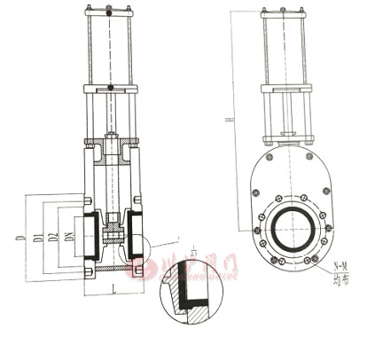 氣動陶瓷閘閥結構圖