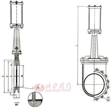 氣動(dòng)陶瓷刀閘閥結(jié)構(gòu)圖