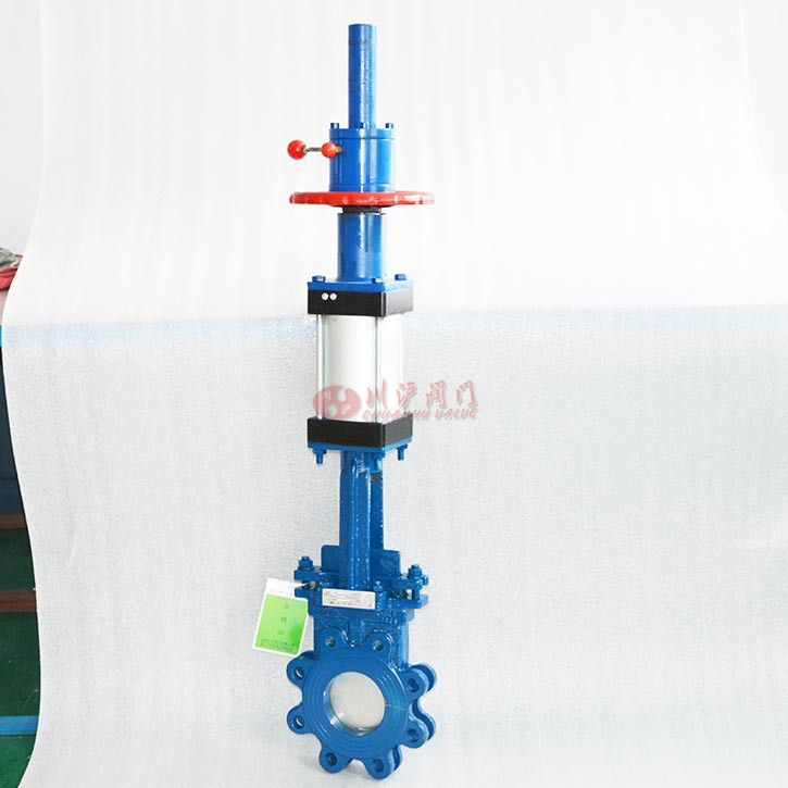 氣動刀閘閥帶手輪實(shí)物圖